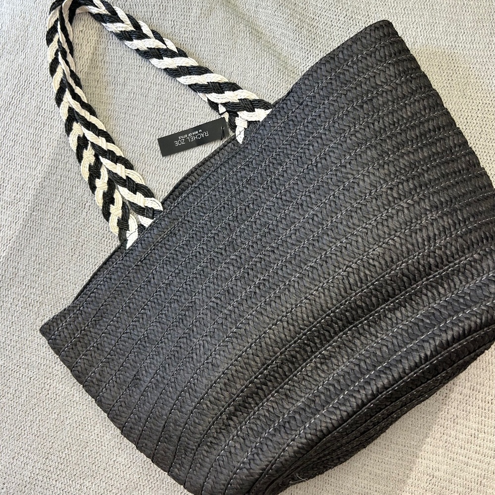 Rachel Zoe straw tote with black / white braided handles (Brand new)